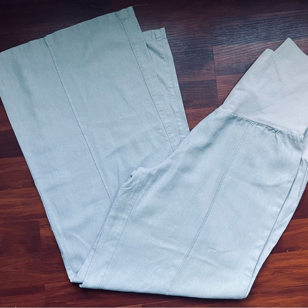 Linen Blend Maternity Pants - Size L